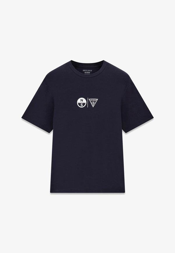 Guess T-SHIRT MIT GEDRUCKTEM LOGO - Print T-shirt - dunkelblau