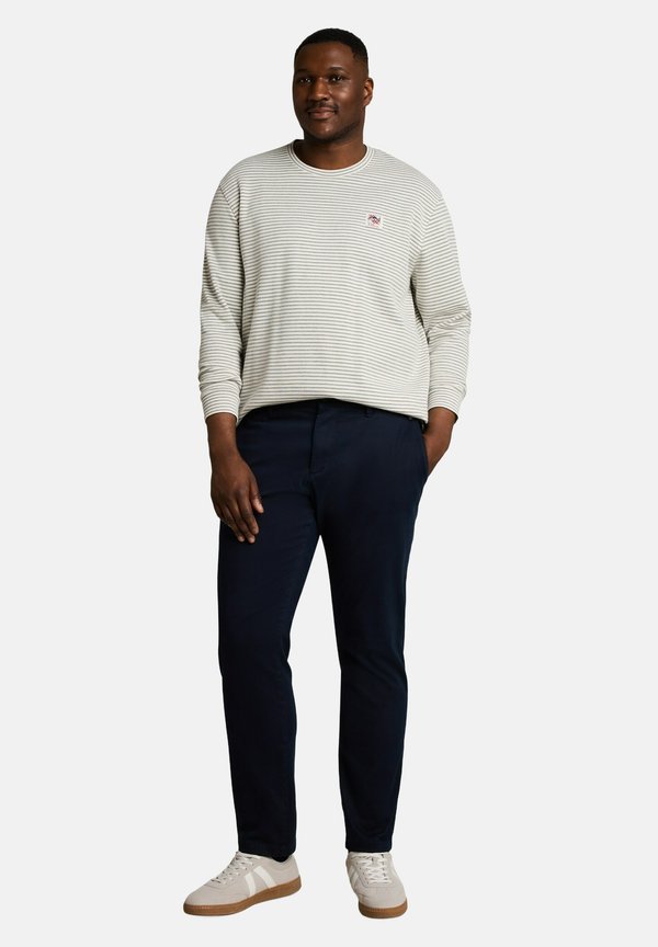 TOM TAILOR PLUS STRUCTURED STRIPE LONGSLEEVE - Long sleeved top - offwhite structured stripe