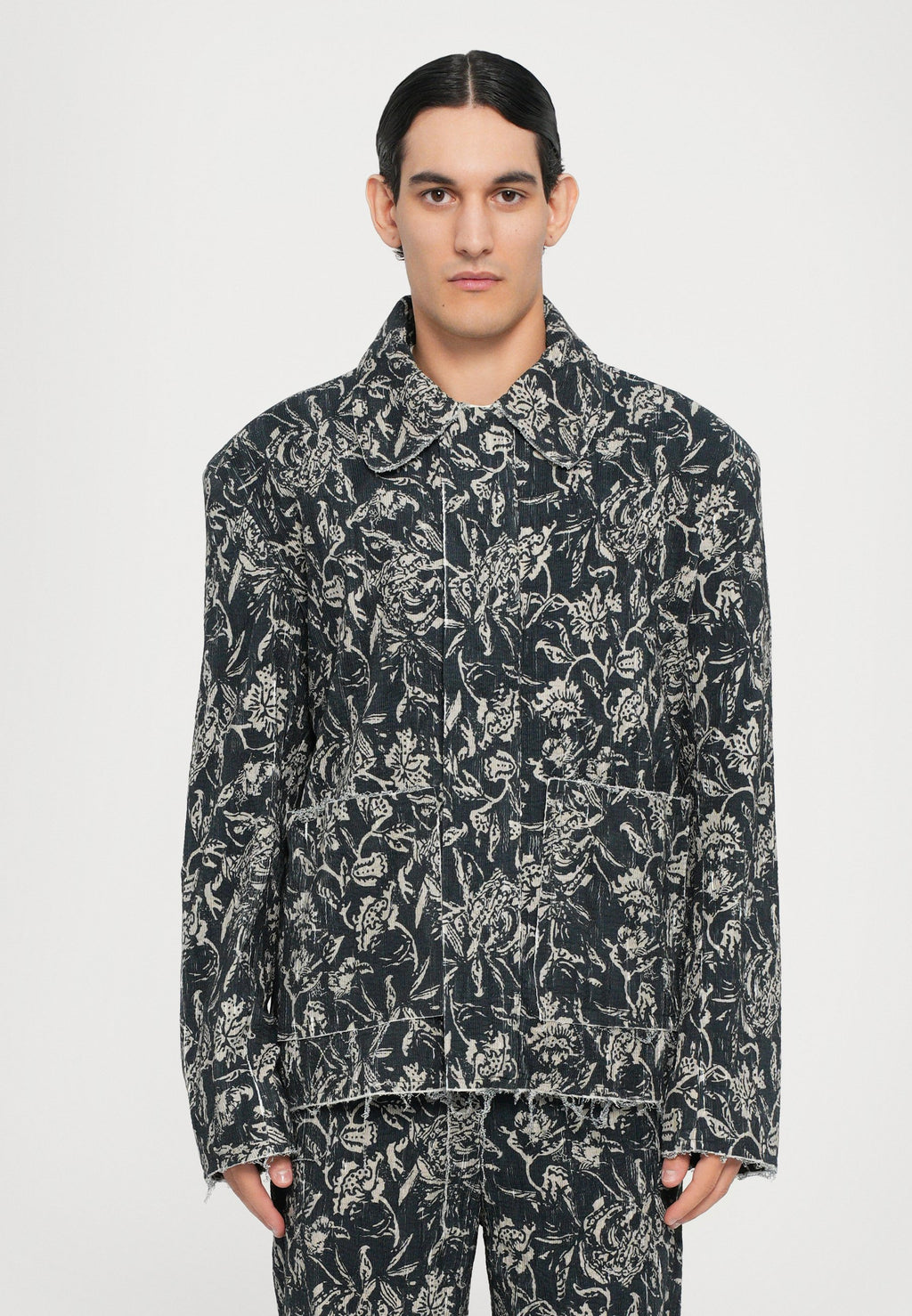 Dhruv Kapoor PLEATED TEXTURED AJRAKH JACKET