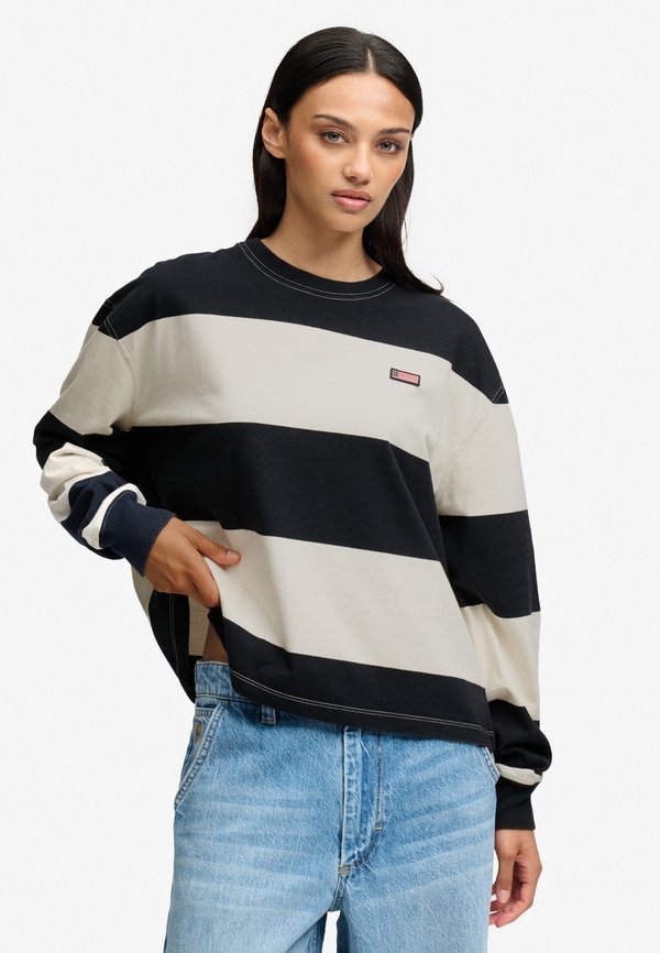 Superdry & Co SUPERDRY ATHLETIC ESSENTIALS STRIPE SLOUCHY SWEATSHIRT.. - Sweatshirt - eclipse navy off white stripe