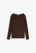 TOM TAILOR TOM TAILOR T-SHIRT SLIM FIT LANGARMSHIRT MIT U-BOOT-AUSSCHNITT - Long sleeved top - java dark brown