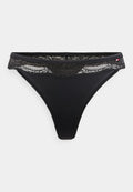 Tommy Hilfiger LACE TRIM MICROFIBRE THONG - Thong - black