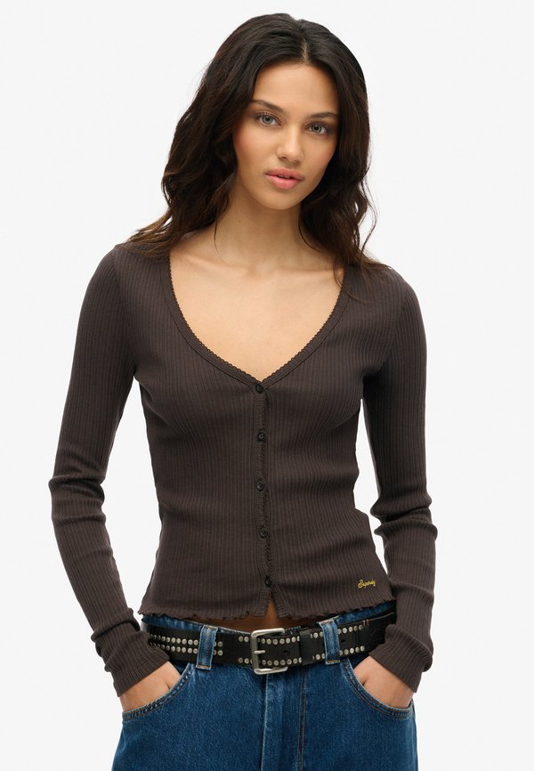 Superdry & Co ESSENTIAL - Cardigan - bison black