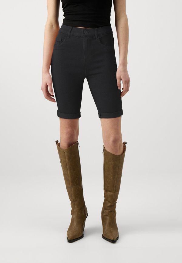 ONLY ONLRAIN LIFE MID LONG - Denim shorts - black
