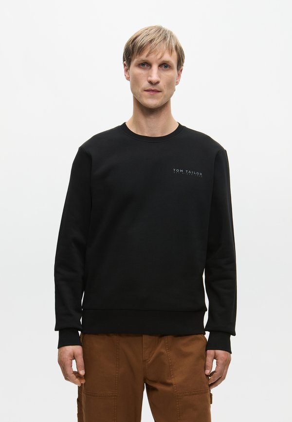 TOM TAILOR PRINTED CREW NECK - Sweatshirt - black