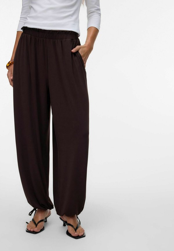 Vero Moda VMSOPHIA High waist - Trousers - chocolate torte