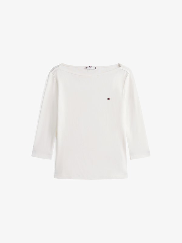 Tommy Hilfiger SLIM FIT - Long sleeved top - ecru