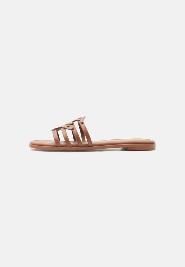 Tommy Hilfiger TH SCRIPT FLAT MULE LTH - Mules - warm bronze