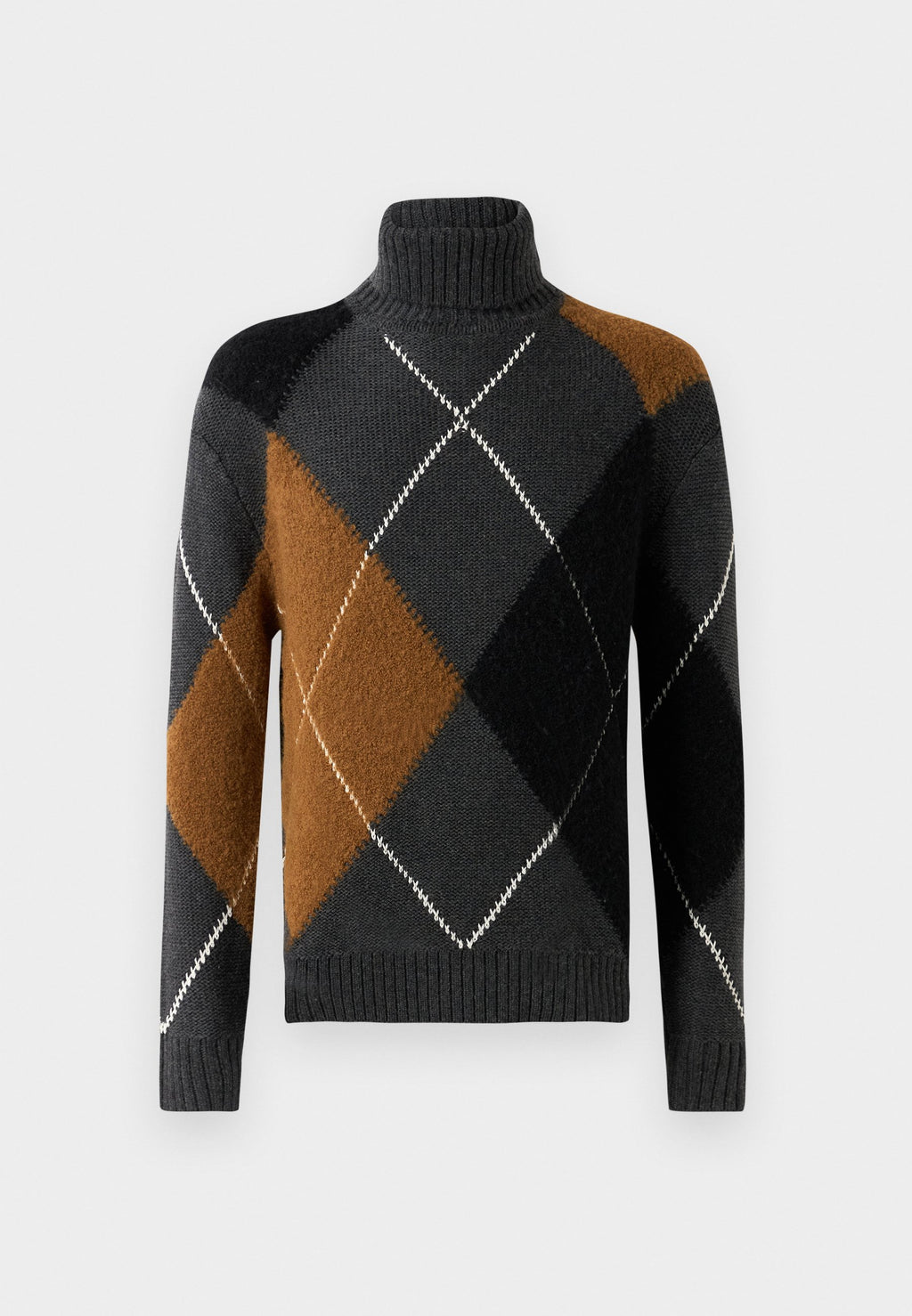 WOOL BLEND ARGYLE ROLL NECK JUMPER Media 1
