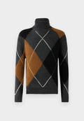 Tommy Hilfiger WOOL BLEND ARGYLE ROLL NECK JUMPER - Jumper - dark grey heather