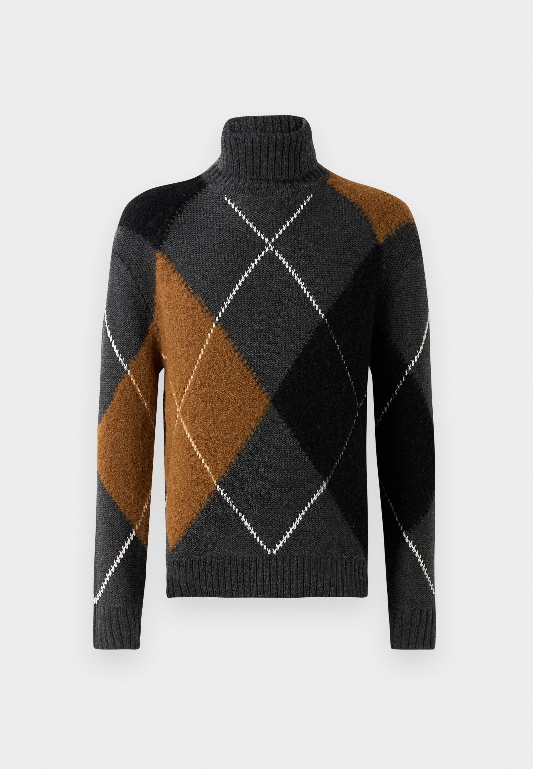 WOOL BLEND ARGYLE ROLL NECK JUMPER Media 1