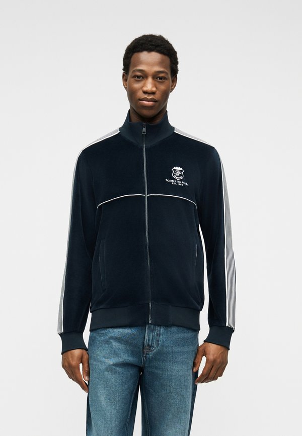 Tommy Hilfiger COLOUR-BLOCKED VELOUR ZIP-THRU TRACK JACKET