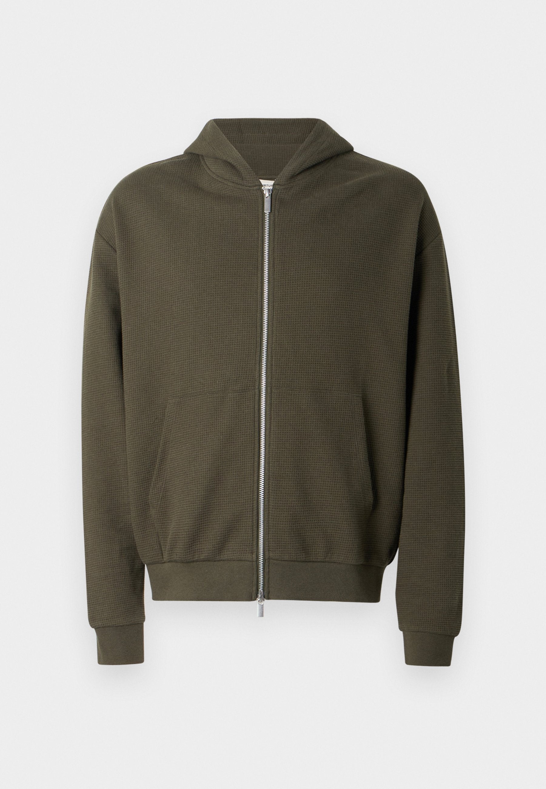 YOURTURN UNISEX WAFFLE RELAXED FIT ZIP-UP HOODIE