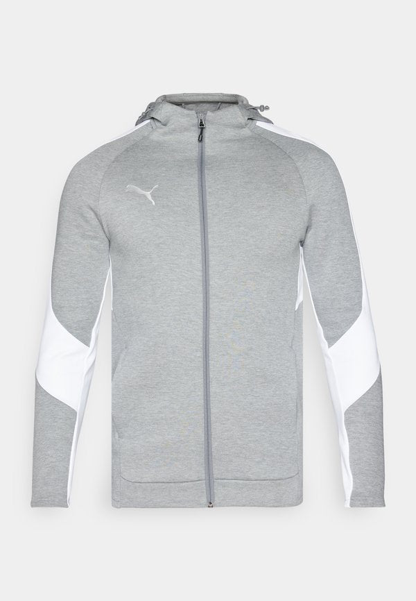 Puma HOODED JACKET - Zip-up sweatshirt - medium gray heather/silver/white