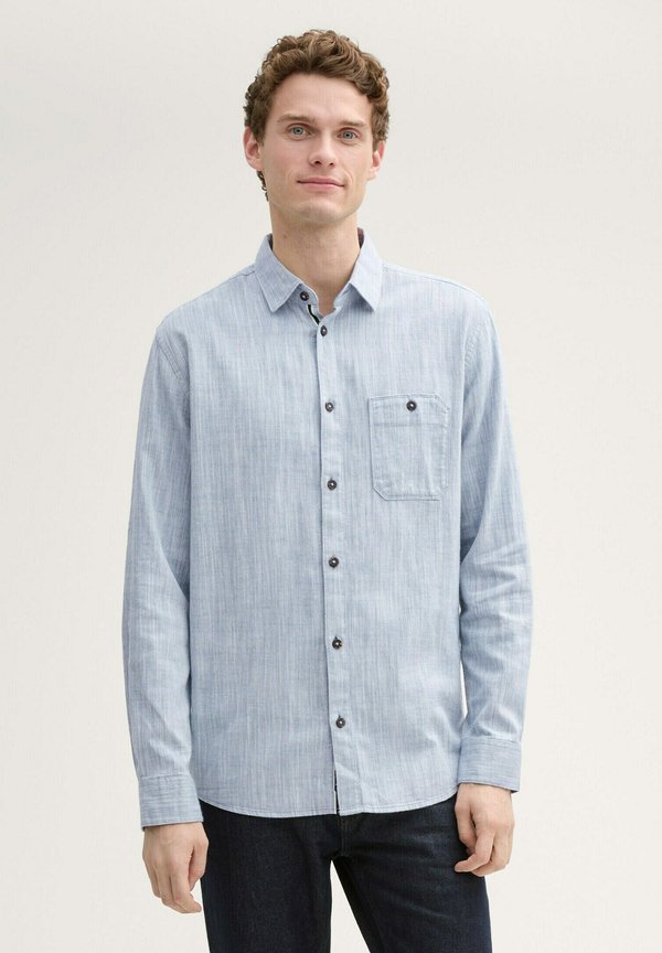 TOM TAILOR Shirt - white blue twill structure