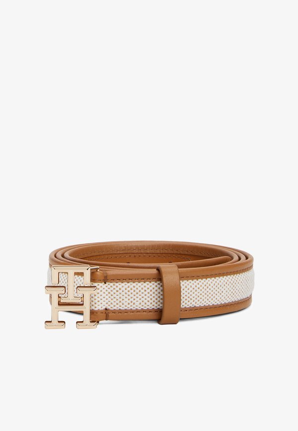 Tommy Hilfiger TH MONOGRAM CANVAS LEATHER BELT - Belt - brown