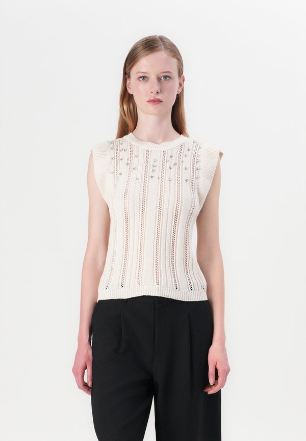 ONLY ONLNEWTULLE LIFE FRILL BLING - Jumper - ecru