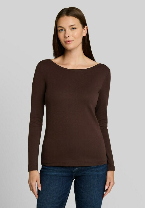 TOM TAILOR TOM TAILOR T-SHIRT SLIM FIT LANGARMSHIRT MIT U-BOOT-AUSSCHNITT - Long sleeved top - java dark brown