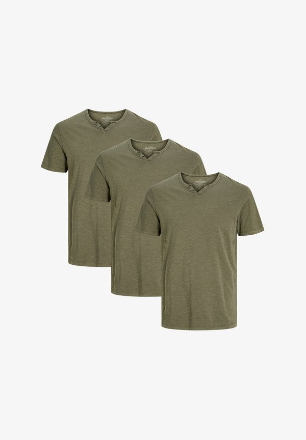 Jack & Jones 3ER PACK SPLIT - Basic T-shirt - dusky green