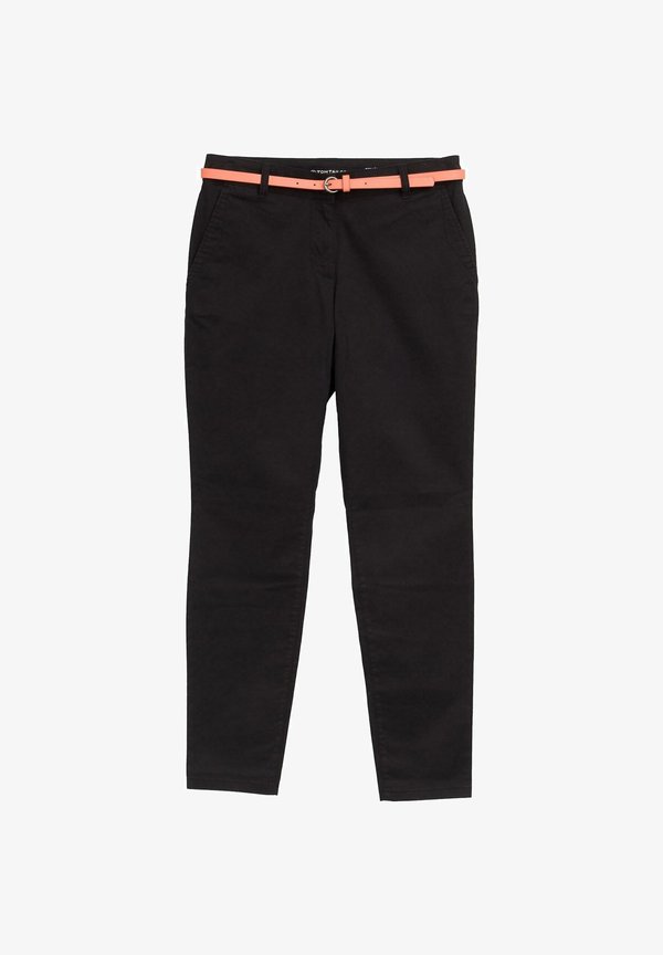TOM TAILOR TOM TAILOR HOSEN & CHINO CHINO MIT GÜRTEL - Chinos - deep black