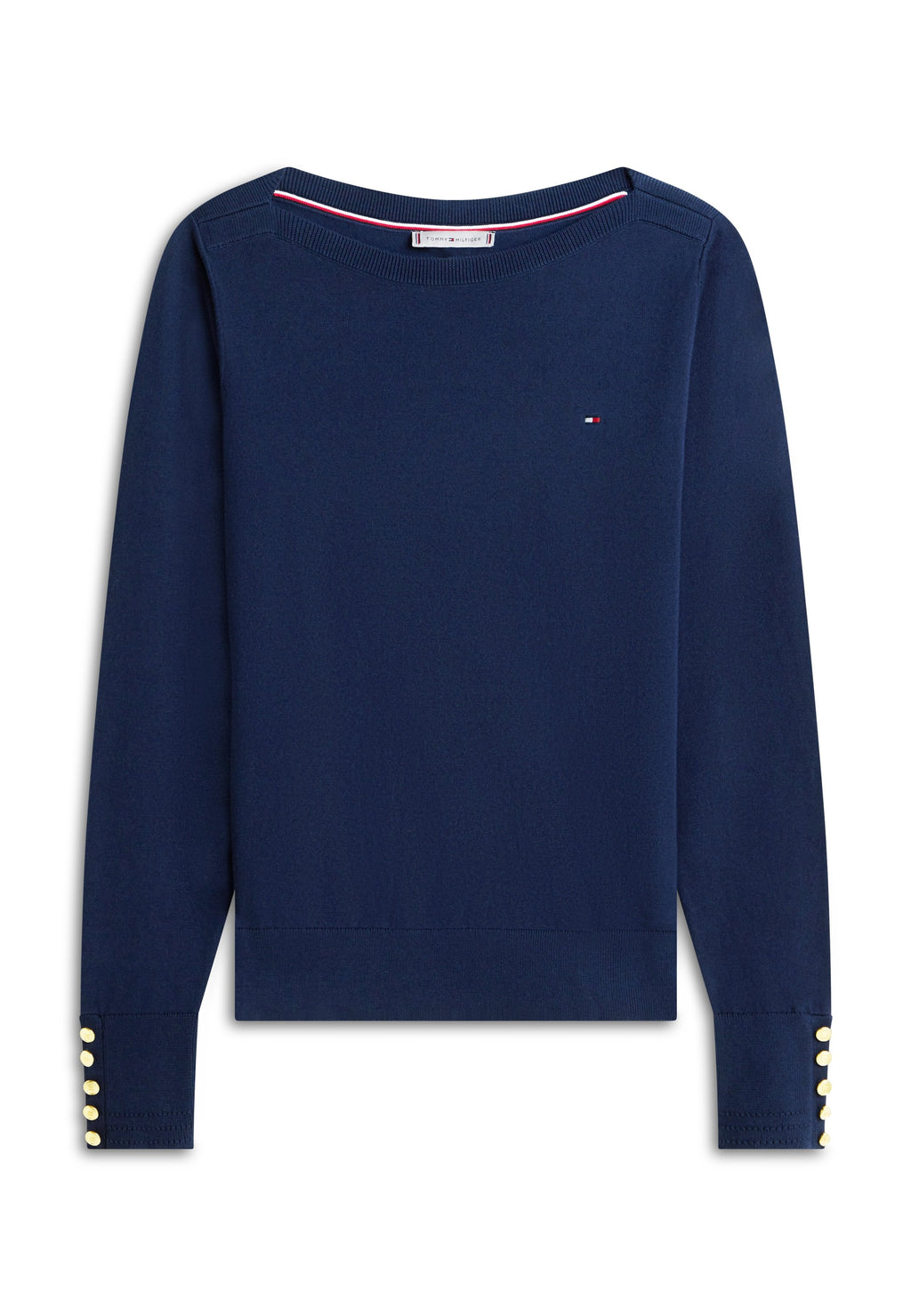 GOLD-TONE BUTTON JERSEY BOAT NECK JUMPER Media 1