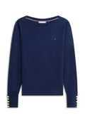 GOLD-TONE BUTTON JERSEY BOAT NECK JUMPER Media 1