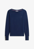 Tommy Hilfiger GOLD-TONE BUTTON JERSEY BOAT NECK JUMPER - Jumper - dark night navy