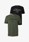 s.Oliver MIT KURZARM UND RUNDHALSAUSSCHNITT IM DOPPELPACK - Print T-shirt - schwarz