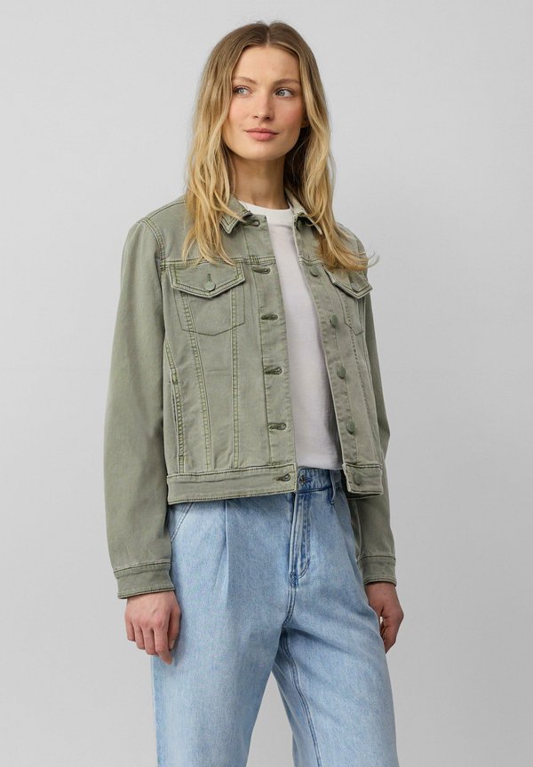 s.Oliver MIT SEITLICHEN EINGRIFFTASCHEN - Denim jacket - salbeigrün