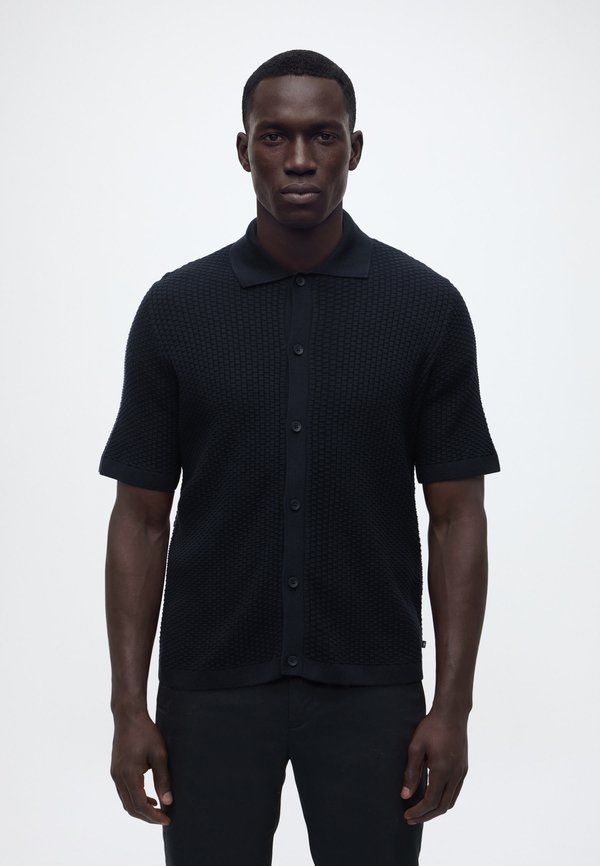 TOM TAILOR MINIMAL STRUCTURED KNIT POLO JACKET - Shirt - sky captain blue