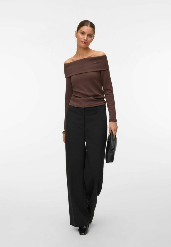Vero Moda Off shoulder VMMILLE - Long sleeved top - chocolate brown
