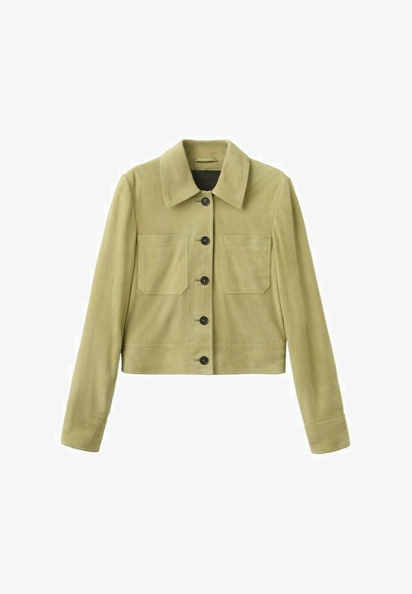 Mango Leather jacket - green