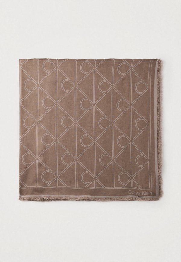 Calvin Klein EMBLEM CONTRAST SQUARE SCARF UNISEX - Foulard - desert taupe