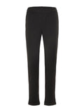 Schwarze, gerade Beinkleider aus strukturiertem Stoff. Mit einem elastischen Bund und umgeschlagenen Säumen, geeignet für lässige oder formelle Anlässe.
