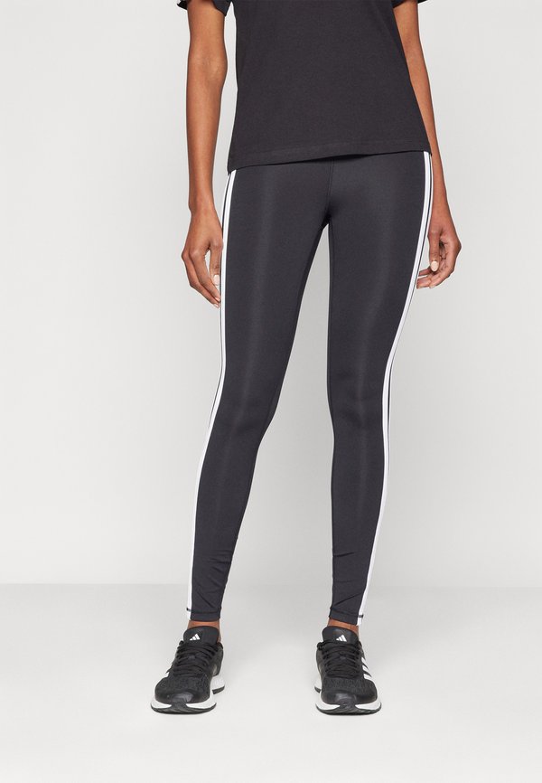 adidas Performance OPTIME ESSENTIALS WORKOUT 3 STRIPES 7/8 - Leggings - black/white