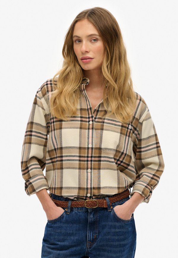 Superdry & Co Button-down blouse - beige cream check