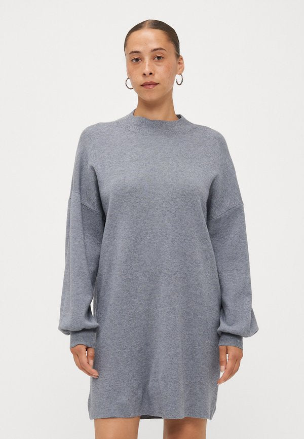 Vero Moda Petite VMNANCY FUNNEL NECK DRESS - Jumper dress - medium grey melange