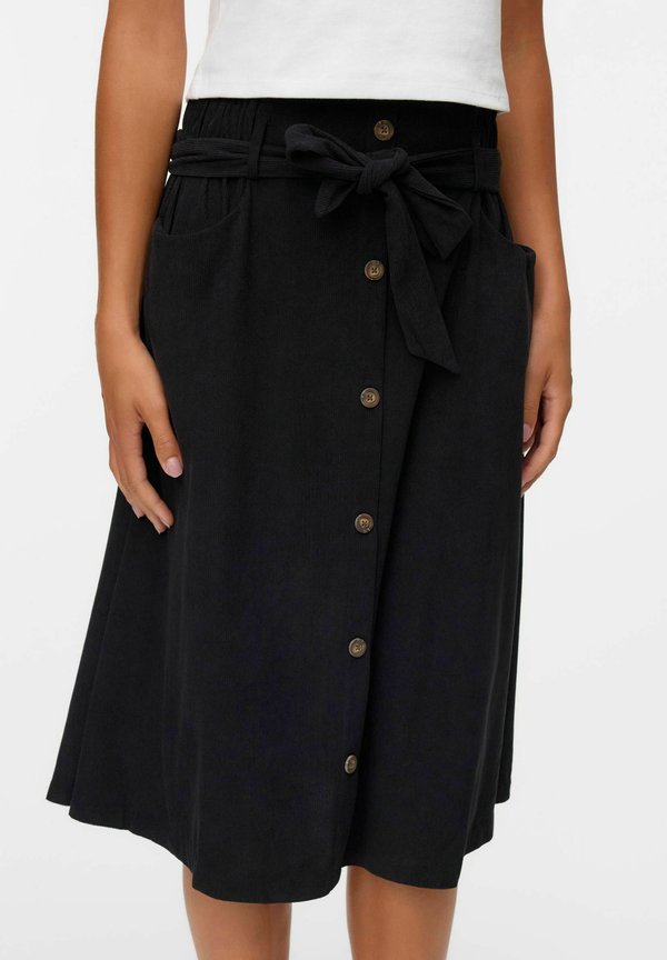 Vero Moda VMVILJA Corduroy High waist Midi - A-line skirt - black