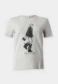 ONLY ONLELLA LADY - Print T-shirt - light grey melange