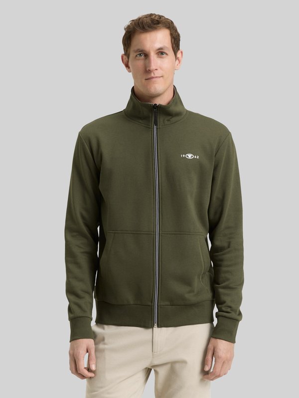 TOM TAILOR STAND-UP SWEAT JACKET - Zip-up sweatshirt - deep forest green