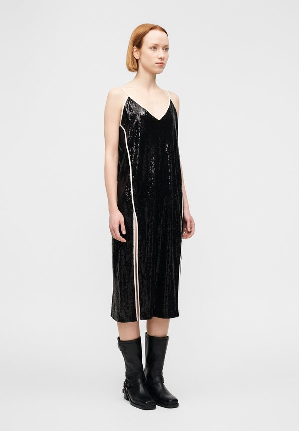 Palm Angels CURVED LOGO SEQUIN SLIP DRESS