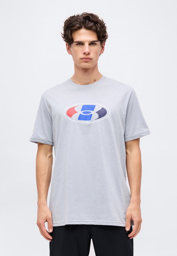 Under Armour LOCKERTAG - Print T-shirt - mod gray light heather/white