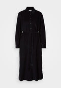 DRESS MIDI LENGTH COLLAR BUTTON PLACKET LONGSLEEVES SOLID Media 1