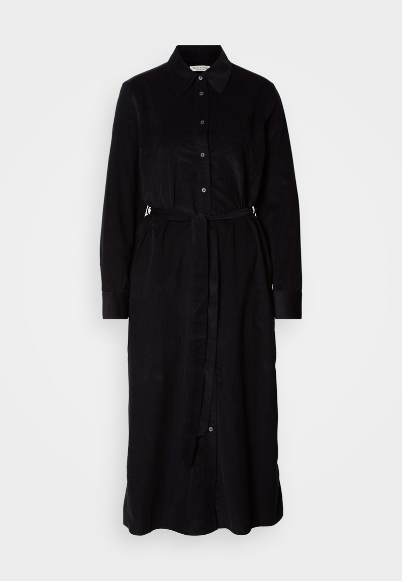 DRESS MIDI LENGTH COLLAR BUTTON PLACKET LONGSLEEVES SOLID Media 1