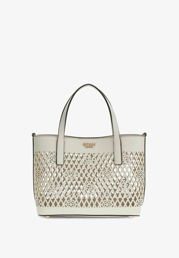 Guess LETTY 2 IN 1 MINI - Handbag - cream white
