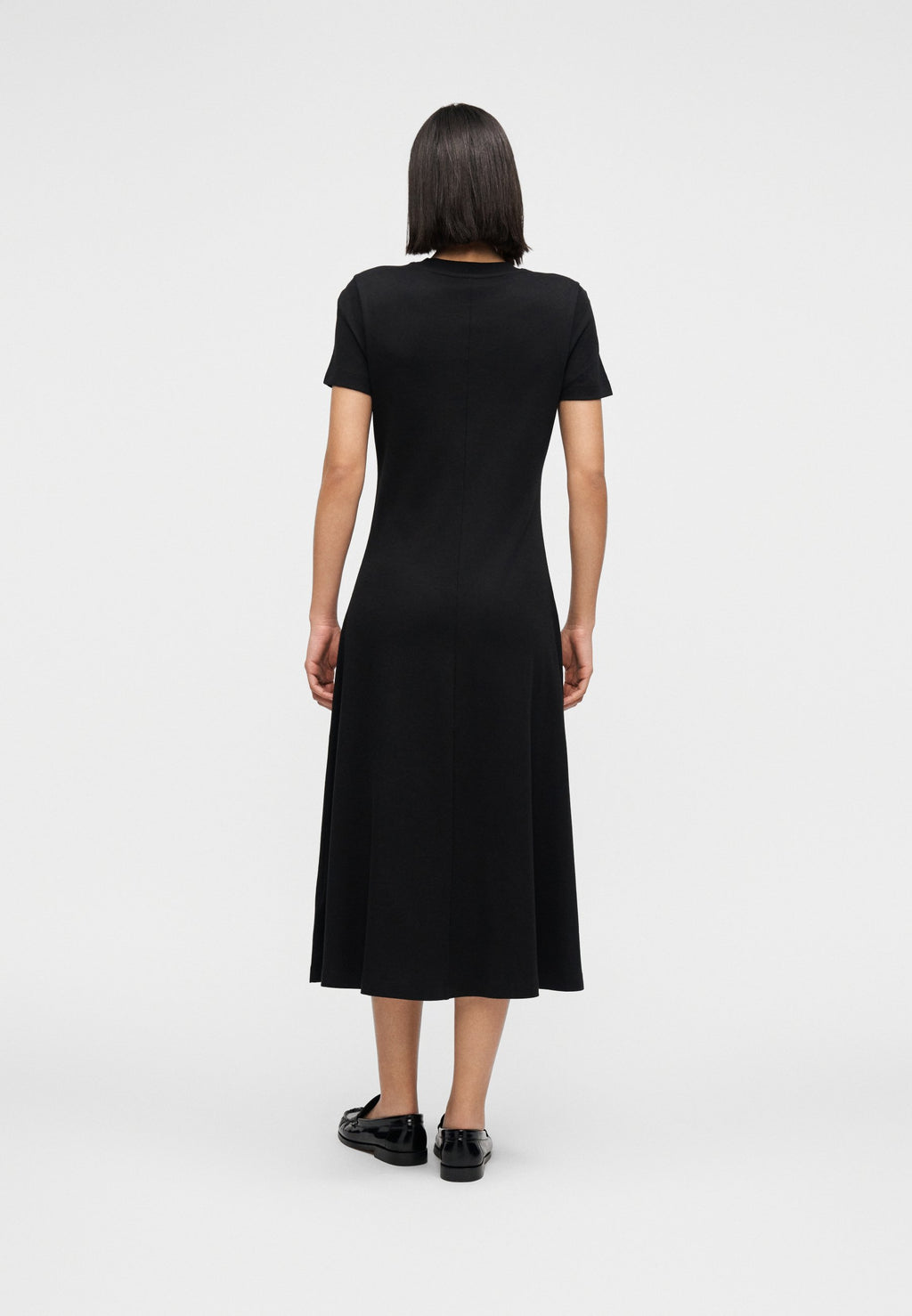 INTERLOCK KNIT MIDI FIT AND FLARE DRESS Media 4
