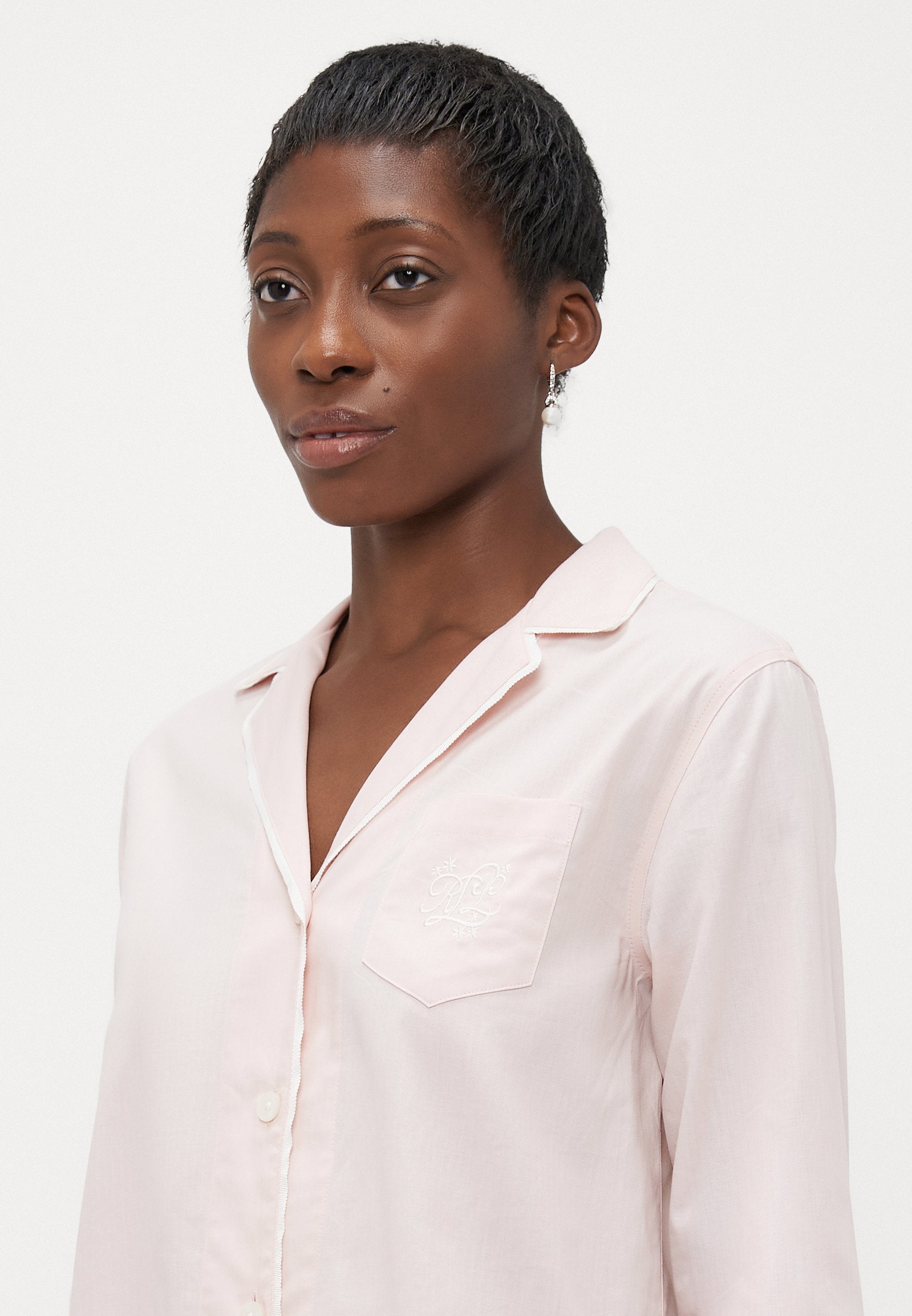 Lauren Ralph Lauren HERRINGBONE NOTCH COLLAR SLEEPSHIRT