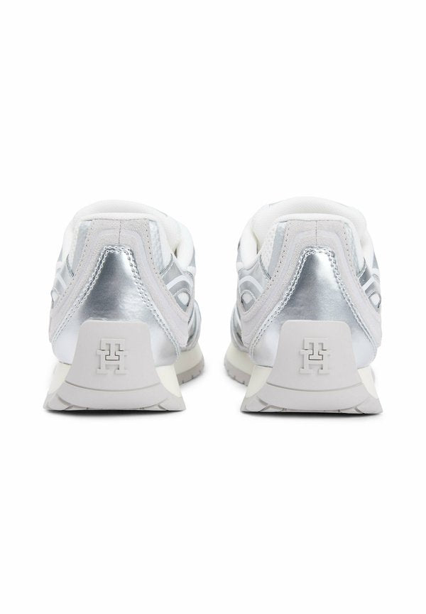 Tommy Hilfiger MIXED TEXTURE METALLIC TRAINERS WITH LEATHER