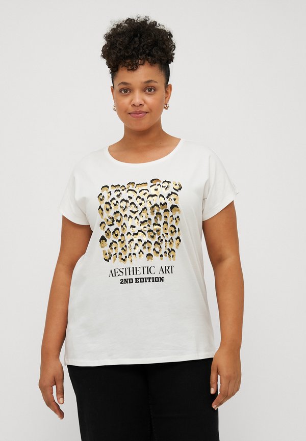Vero Moda Curve VMCCECILIE AVA  - Print T-shirt - snow white