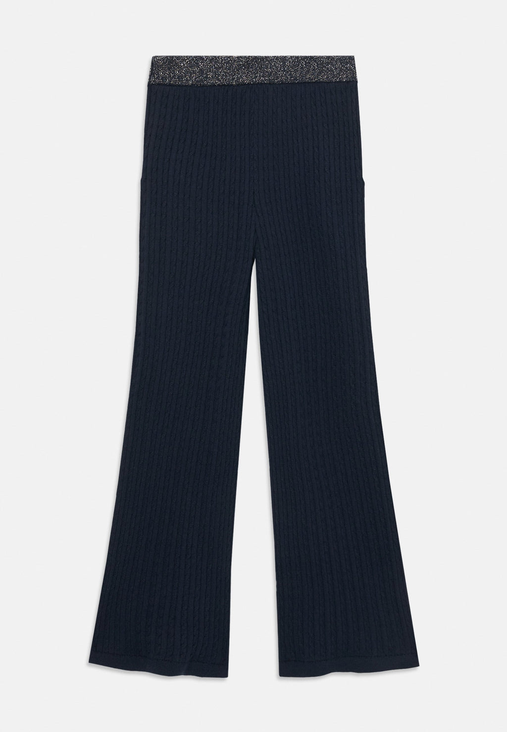 GLITTER CABLE KNIT WIDE LEG TROUSERS Media 2